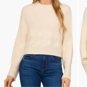 Parker cable knit cropped cream sweater XL ivory soft relaxed cozy neutral crop